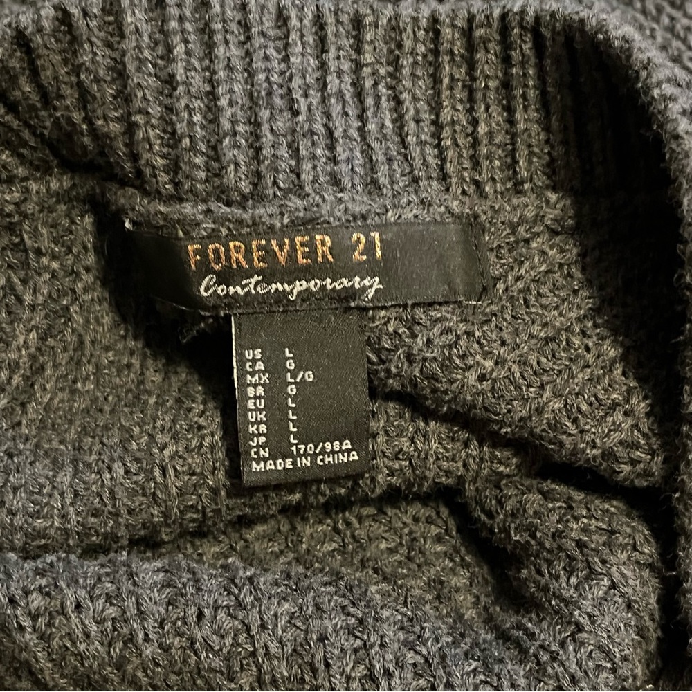Forever 21 Grey Oversized Knit Sweater L - Picture 5 of 5